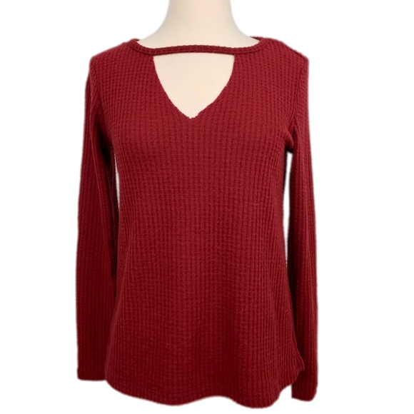 ROCK & REPUBLIC Top Ribbed Brushed Knit Long Sleeve Red Size Small Large - Picture 1 of 6